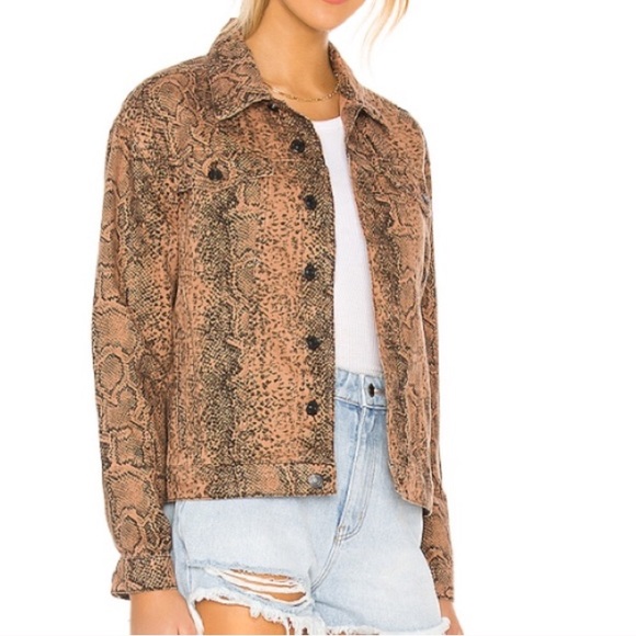 Free People Snake Print Trucker Jacket - Picture 2 of 7